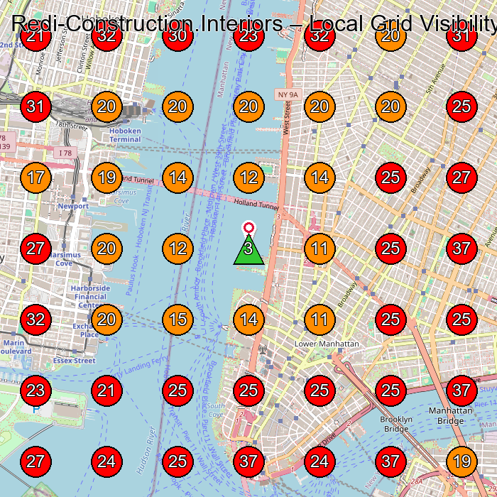 Redi-Construction.Interiors GeoGrid visibility map for Construction Company in New York